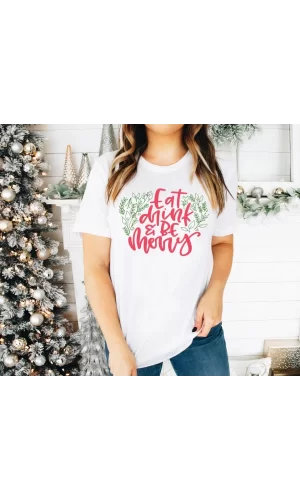 Noel İçin Özel Tasarım T-shirt - Beyaz