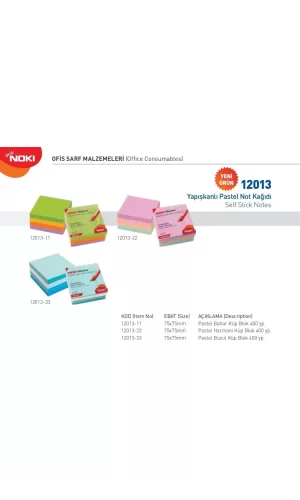 Noki Memo 75*75 Pastel Bahar Küp Blok 400 Sayfa
