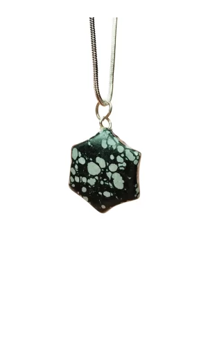 Obsidyen Doğal Taşı Zincirli El Yapımı Kolye Uç: 2 cm Zincir: 20 cm Kutulu