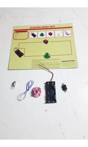 Okul Deney Seti - Elektrik Seti Ampul - Pil Yatağı - Duy -düğme Seti