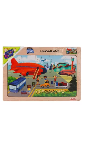 Ony-233-234-235-236 Ahşap Eğitici Puzzle Havaalanı -onyıl Oyuncak