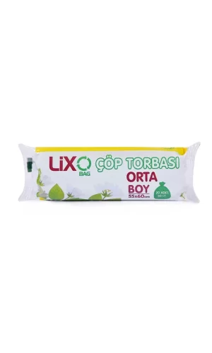 Orta Boy Çöp Torbası 55 x 60 cm 20 Li Rulo x 1 Paket = 20 Adet (Mavi)