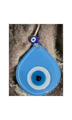 Orta Boy Mavi Damla Desen Nazar Boncuklu Duvar Dekoru Cam Duvar Süsü