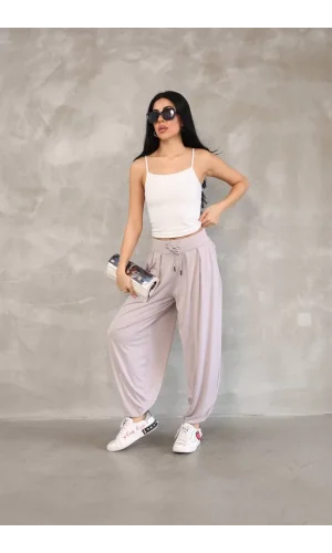 Luz&Pos Osy Modal Yumuşak Dokulu Kumaş Şalvar Pantalon - Bej