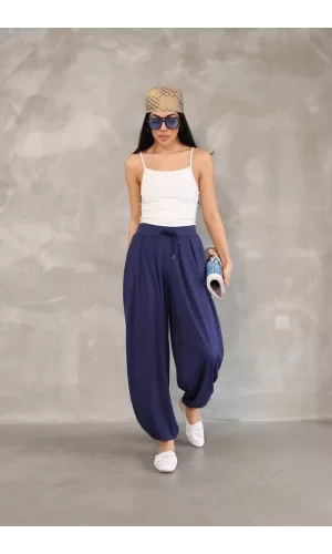 Luz&Pos Osy Modal Yumuşak Dokulu Kumaş Şalvar Pantalon - Lacivert