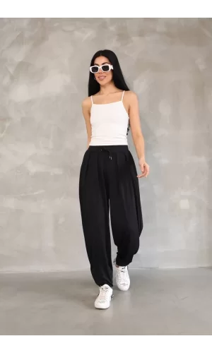 Luz&Pos Osy Modal Yumuşak Dokulu Kumaş Şalvar Pantalon - Siyah