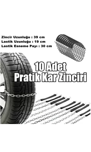 Luz&Pos Oto Lastik Kar Zincir Tak Çikar Pratik Zincir 10 Adet - Siyah