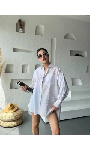 Oversize Çizgili Gömlek