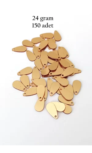 Oya Abiye Bileklik Kolye Pleksi Metalik Plastik Pul Altın Renk 24 gram 150 adet - BNC544