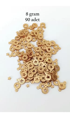 Oya Abiye Bileklik Kolye Pleksi Metalik Plastik Pul Altın Renk 8 gram 90 adet - BNC477