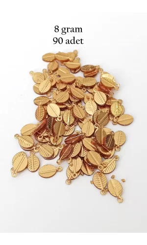 Oya Abiye Bileklik Kolye Pleksi Metalik Plastik Pul Altın Renk 8 gram 90 adet - BNC478