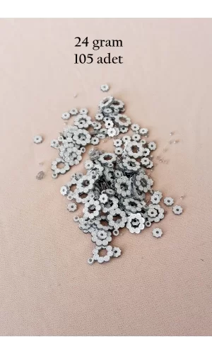 Oya Abiye Bileklik Kolye Pleksi Metalik Plastik Pul Gümüş Renk 24 gram 105 adet - BNC561