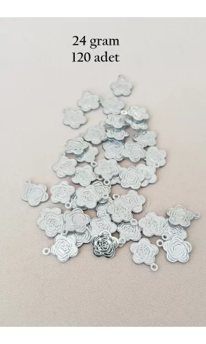 Oya Abiye Bileklik Kolye Pleksi Metalik Plastik Pul Gümüş Renk 24 gram 120 adet - BNC584