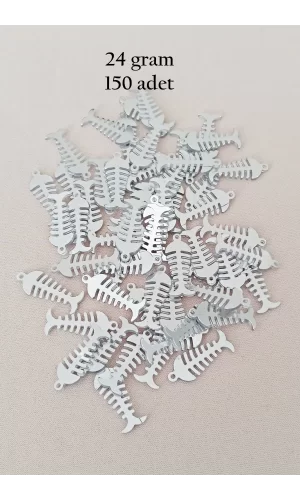Oya Abiye Bileklik Kolye Pleksi Metalik Plastik Pul Gümüş Renk 24 gram 150 adet - BNC589