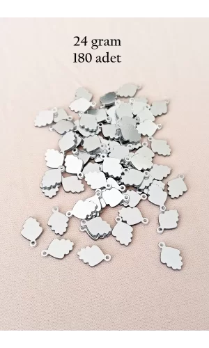 Oya Abiye Bileklik Kolye Pleksi Metalik Plastik Pul Gümüş Renk 24 gram 180 adet - BNC564