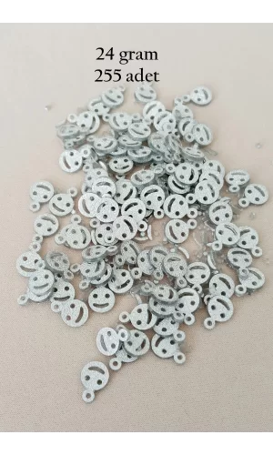 Oya Abiye Bileklik Kolye Pleksi Metalik Plastik Pul Gümüş Renk 24 gram 255 adet - BNC585