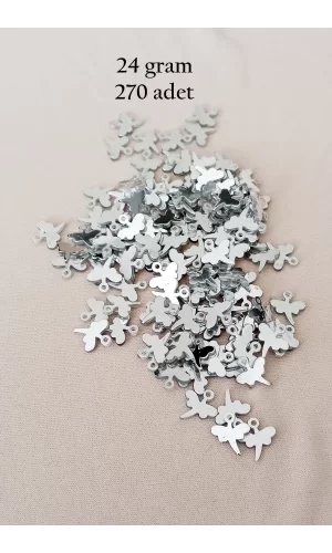 Oya Abiye Bileklik Kolye Pleksi Metalik Plastik Pul Gümüş Renk 24 gram 270 adet - BNC563