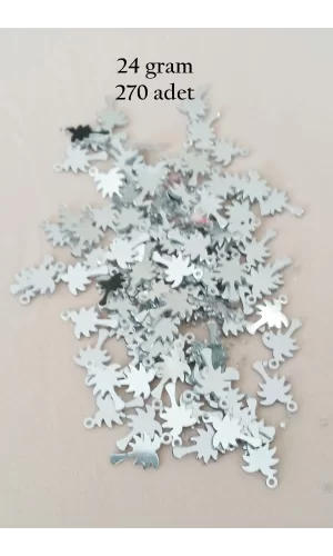 Oya Abiye Bileklik Kolye Pleksi Metalik Plastik Pul Gümüş Renk 24 gram 270 adet - BNC566
