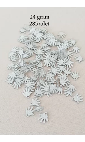 Oya Abiye Bileklik Kolye Pleksi Metalik Plastik Pul Gümüş Renk 24 gram 285 adet - BNC579