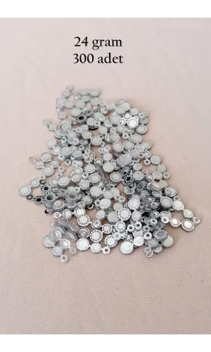 Oya Abiye Bileklik Kolye Pleksi Metalik Plastik Pul Gümüş Renk 24 gram 300 adet - BNC560