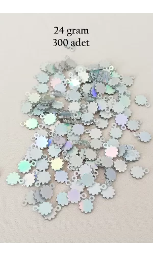 Oya Abiye Bileklik Kolye Pleksi Metalik Plastik Pul Gümüş Renk 24 gram 300 adet - BNC578