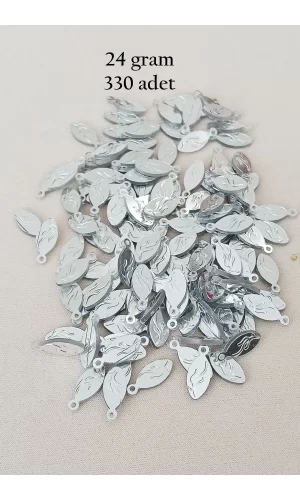 Oya Abiye Bileklik Kolye Pleksi Metalik Plastik Pul Gümüş Renk 24 gram 330 adet - BNC575