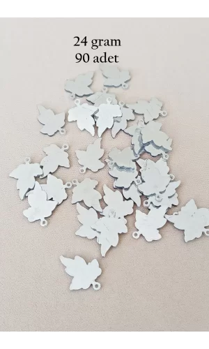 Oya Abiye Bileklik Kolye Pleksi Metalik Plastik Pul Gümüş Renk 24 gram 90 adet - BNC592