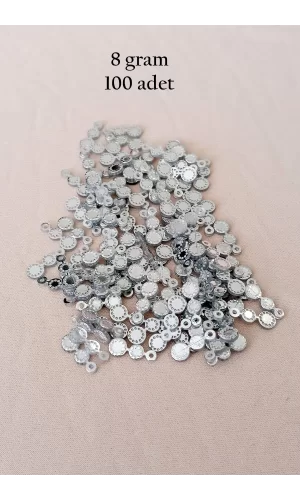 Oya Abiye Bileklik Kolye Pleksi Metalik Plastik Pul Gümüş Renk 8 gram 100 adet - BNC500