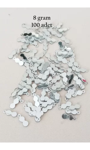 Oya Abiye Bileklik Kolye Pleksi Metalik Plastik Pul Gümüş Renk 8 gram 100 adet - BNC508