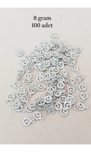 Oya Abiye Bileklik Kolye Pleksi Metalik Plastik Pul Gümüş Renk 8 gram 100 adet - BNC516
