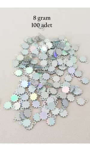 Oya Abiye Bileklik Kolye Pleksi Metalik Plastik Pul Gümüş Renk 8 gram 100 adet - BNC518