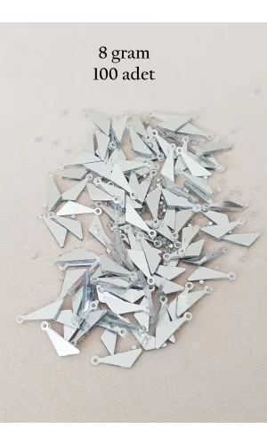 Oya Abiye Bileklik Kolye Pleksi Metalik Plastik Pul Gümüş Renk 8 gram 100 adet - BNC533