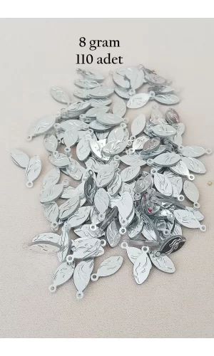Oya Abiye Bileklik Kolye Pleksi Metalik Plastik Pul Gümüş Renk 8 gram 110 adet - BNC515