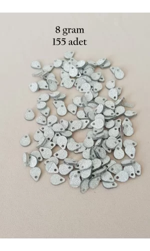 Oya Abiye Bileklik Kolye Pleksi Metalik Plastik Pul Gümüş Renk 8 gram 155 adet - BNC509