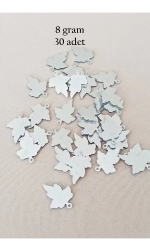 Oya Abiye Bileklik Kolye Pleksi Metalik Plastik Pul Gümüş Renk 8 gram 30 adet - BNC532
