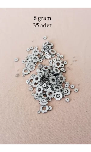 Oya Abiye Bileklik Kolye Pleksi Metalik Plastik Pul Gümüş Renk 8 gram 35 adet - BNC501