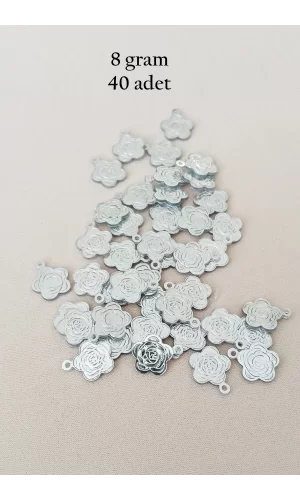 Oya Abiye Bileklik Kolye Pleksi Metalik Plastik Pul Gümüş Renk 8 gram 40 adet - BNC524