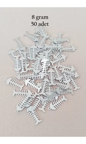Oya Abiye Bileklik Kolye Pleksi Metalik Plastik Pul Gümüş Renk 8 gram 50 adet - BNC529