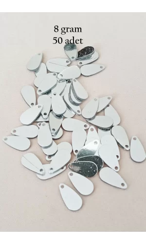 Oya Abiye Bileklik Kolye Pleksi Metalik Plastik Pul Gümüş Renk 8 gram 50 adet - BNC531