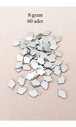 Oya Abiye Bileklik Kolye Pleksi Metalik Plastik Pul Gümüş Renk 8 gram 60 adet - BNC504