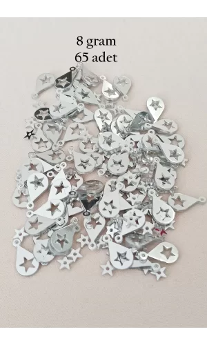 Oya Abiye Bileklik Kolye Pleksi Metalik Plastik Pul Gümüş Renk 8 gram 65 adet - BNC521