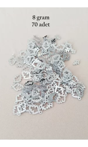 Oya Abiye Bileklik Kolye Pleksi Metalik Plastik Pul Gümüş Renk 8 gram 70 adet - BNC513