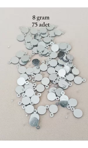 Oya Abiye Bileklik Kolye Pleksi Metalik Plastik Pul Gümüş Renk 8 gram 75 adet - BNC520