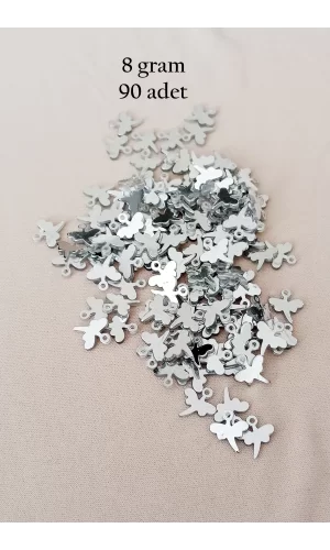 Oya Abiye Bileklik Kolye Pleksi Metalik Plastik Pul Gümüş Renk 8 gram 90 adet - BNC503