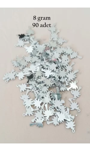 Oya Abiye Bileklik Kolye Pleksi Metalik Plastik Pul Gümüş Renk 8 gram 90 adet - BNC506