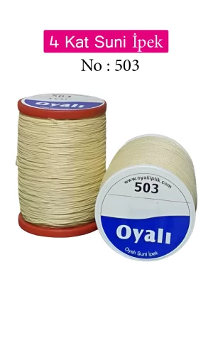 Oyalı 4 Kat Suni İpek İplik İğne Oyası Boncuk İpi Tığ Oyası No:503