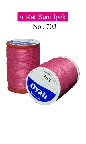 Oyalı 4 Kat Suni İpek İplik İğne Oyası Boncuk İpi Tığ Oyası No:703