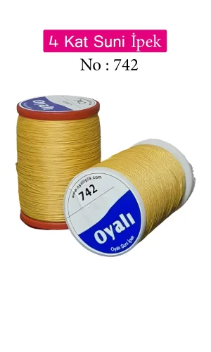 Oyalı 4 Kat Suni İpek İplik İğne Oyası Boncuk İpi Tığ Oyası No:742