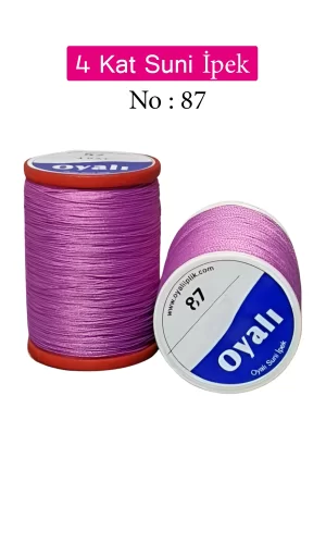 Oyalı 4 Kat Suni İpek İplik İğne Oyası Boncuk İpi Tığ Oyası No:87
