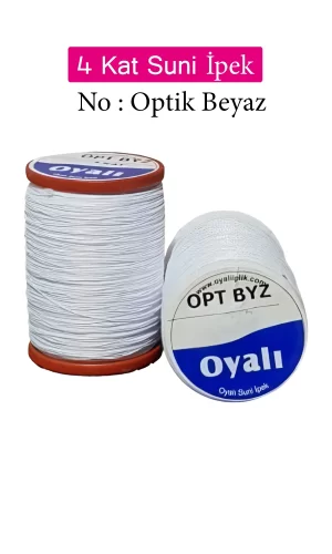 Oyalı 4 Kat Suni İpek İplik İğne Oyası Boncuk İpi Tığ Oyası No:Optik Beyaz